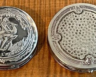 Art Nouveau Poudre L'Peggie Powder & Rouge Silver Compact & Melba Silver Rouge Compact