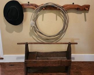 Antique Farrier Wooden Toolbox & Hat Coat Rack