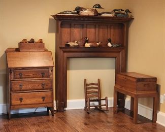 Mantle w/ Handpainted Dyck Decoys & Other Furniture 