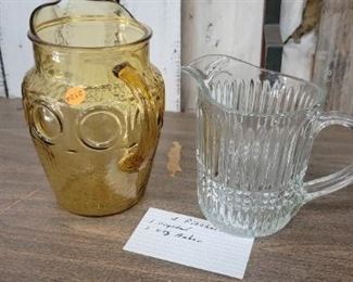 CRYSTAL & AMBER GLASS PITCHERS