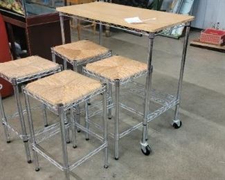 ROLLING CART & FOUR BAR STOOLS