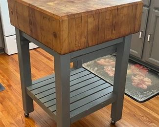 Butcher block w/rolling cart