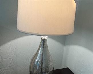 Pair of silver crackle glass lamps (2)