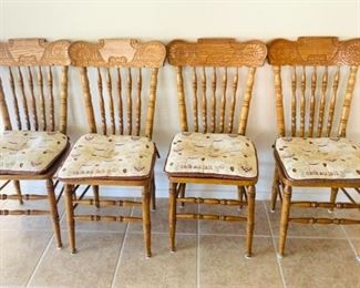 (4) Cane Seat Carved Chairs (Cane damaged)