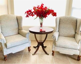 (2) Arm Chairs & Decorative Table