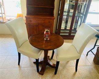 (2) Beige Faux Leather Chairs  & Oak Table (Priced Separately)