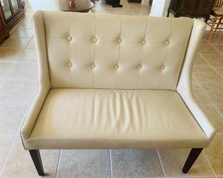 Beige Faux Leather Loveseat