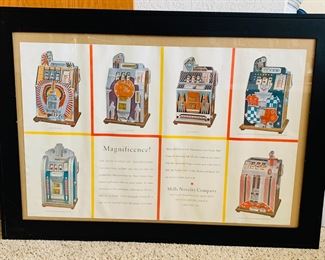 Vintage Mills Novelty Company Slot Machine Advertising Poster