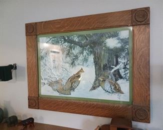 Mission style framed it doesn't hunting scene art