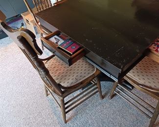 Vintage games table drawers at every side