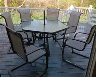 Hexagon patio table glass top