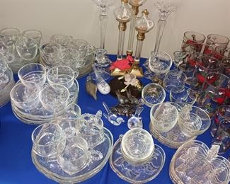 Glass apple lunch plate set luncheon