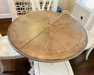 Magnolia Manor Antique White and Weathered Bark Extendable Dining Table Without leaf