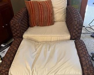 Wicker Chair with Ottoman 