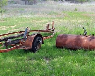 Old Boat Trailer,   Propane Tank Converted for Diesel Fuel Storage