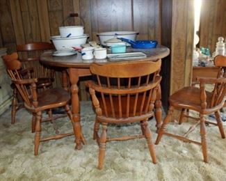 Wooden table and  5 chairs.