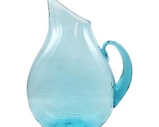 Winslow Anderson for Blenko #967 Flat Sided Aqua Glass Pitcher