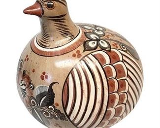 Huge Vintage Tonala Mexican Hand Painted Pottery Bird
