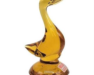 Viking Glass 5" Amber Duck Figurine