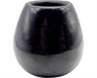 Signed Birdell Bourdon Santa Clara Pueblo Miniature Polished Black Pottery Vase