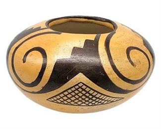 Vintage Hopi Hand Painted Polished Pottery Seed Pot