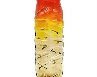Wayne Husted for Blenko #607 Undulating Glass Tangerine Ombre Vase
