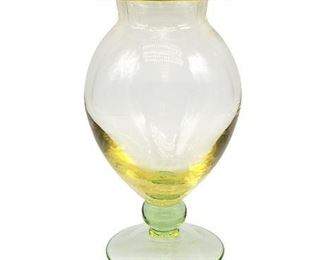 Tiffin Depression Era Yellow/Green Glass Pedestal Vase