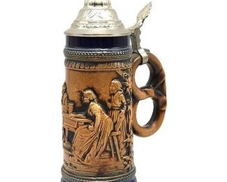 Vintage Gerzit W. Germany Pretzel Handle Lidded Beer Stein