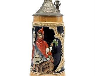 Vintage German Lidded Ceramic Beer Stein