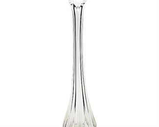 Mid-Century 15" UV Reactive Clear Swung Glass Ribbed Vase