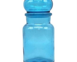 Vintage Belgium Blue UV Reactive Glass Apothecary Bottle & Stopper