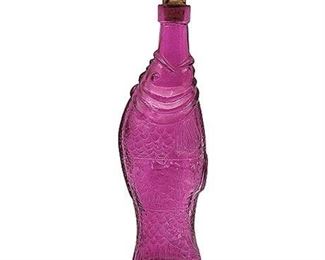 Hot Pink Glass Fish Bottle