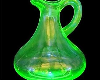 Vintage Uranium Glass Cruet, No Stopper