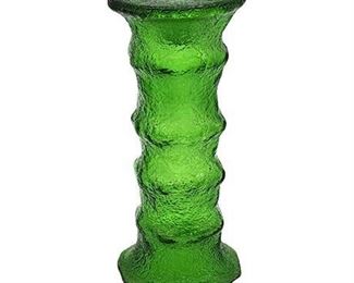 Mid-Century EO Brody Green Crinkle Glass Reversible Candlestick/Vase