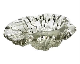 Mid-Century Blenko UV Reactive Slab Glass Icicle Glacier Ashtray