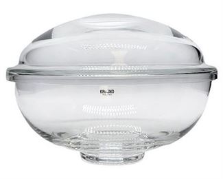 Krosno Poland Modern Art Glass Bowl w/ Lid