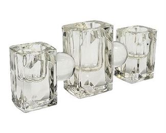 Vintage Pitman Dreitzer UV Reactive Baguette Art Deco Glass Candle Holder