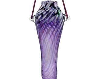 Signed George Bochnig Art Glass Hanging Vase