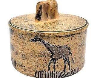 Hand Carved African Stone Lidded Trinket Jar
