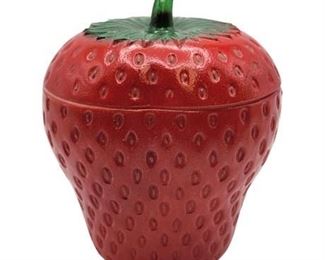 Vintage 50s Painted Milk Glass Strawberry Box