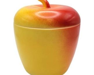 Vintage 50s Painted Milk Glass Apple Box