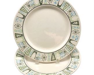 Mid-Century Taylor Smith Taylor "Cathay" Atomic Tiki Bread & Butter Plates
