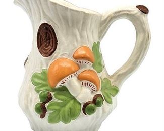 Mid-Century Hand Painted Mushrooms Pitcher