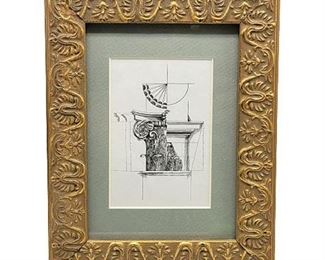 Column Illustration in 5x7 Aaron Brothers Gold Tone Frame