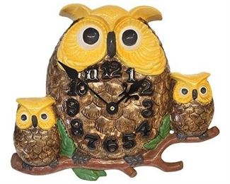 Vintage Ceramic Owls Wall Clock