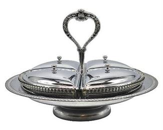 Vintage Metal & Glass Condiment Caddy