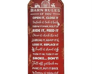 Large "Barn Rules" Embossed Metal Sign