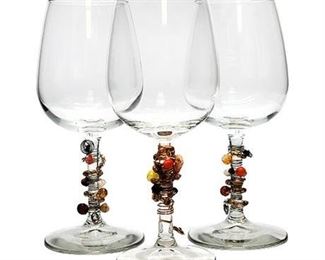 Bead & Wire Wrap Embellished Wine Glasses, Set of 3