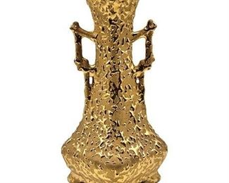 Mid-Century Weeping Bright Gold Ceramic Vase