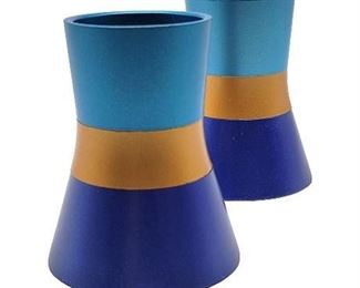 Pair Anodized Aluminum Shabbat Candlesticks